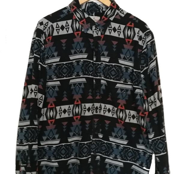 American Eagle Outfitters Other - MEN AEO Aztec Blue & White Style Print Shirt, sz L